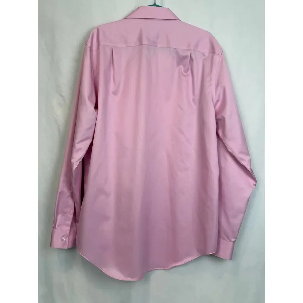 CK Calvin Klein Infinite Non Iron Dress Shirt Pink Slim Tall 17 36 37 Stretch